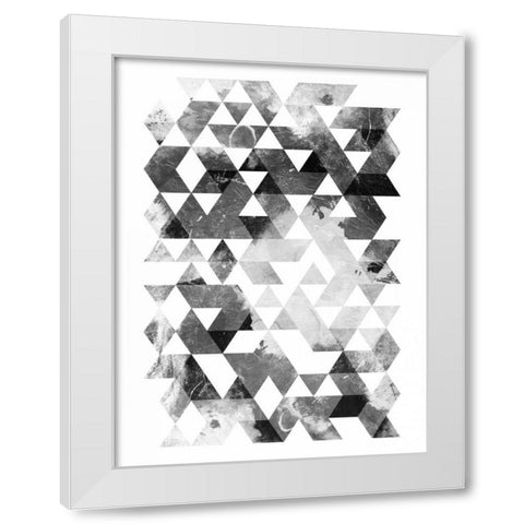 Black And White Triangles White Modern Wood Framed Art Print by OnRei