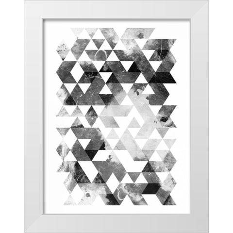 Black And White Triangles White Modern Wood Framed Art Print by OnRei