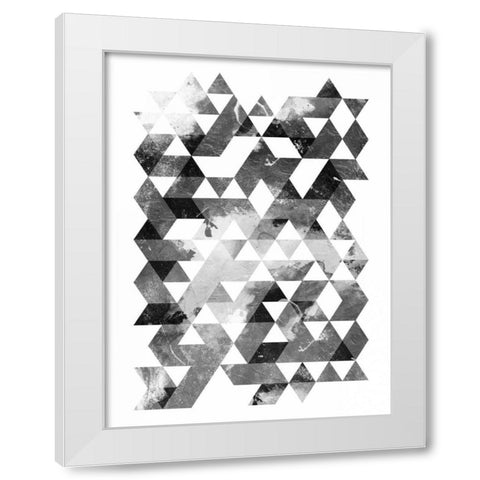 Black And White Triangles Mate White Modern Wood Framed Art Print by OnRei