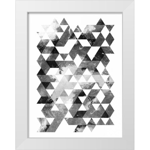 Black And White Triangles Mate White Modern Wood Framed Art Print by OnRei