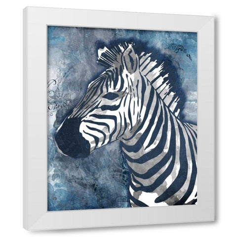 Grey Blue Zebra White Modern Wood Framed Art Print by OnRei