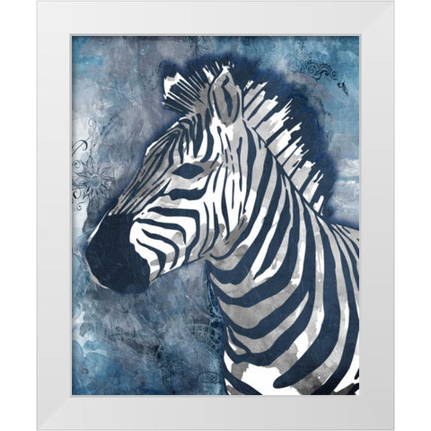 Grey Blue Zebra White Modern Wood Framed Art Print by OnRei