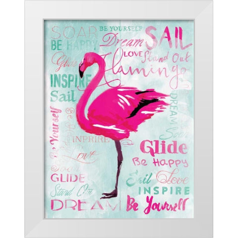 Sky Flamingo White Modern Wood Framed Art Print by OnRei