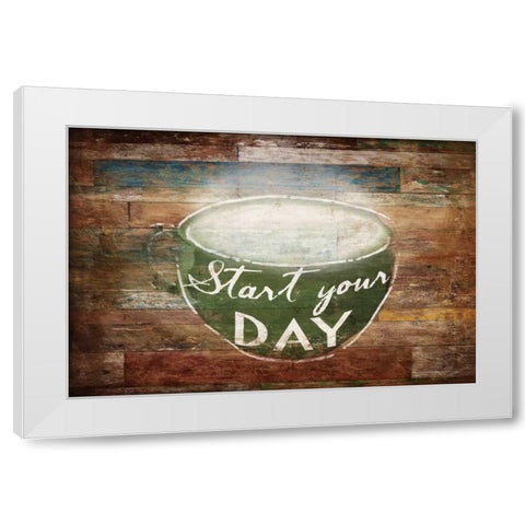 Start Your Day White Modern Wood Framed Art Print by OnRei