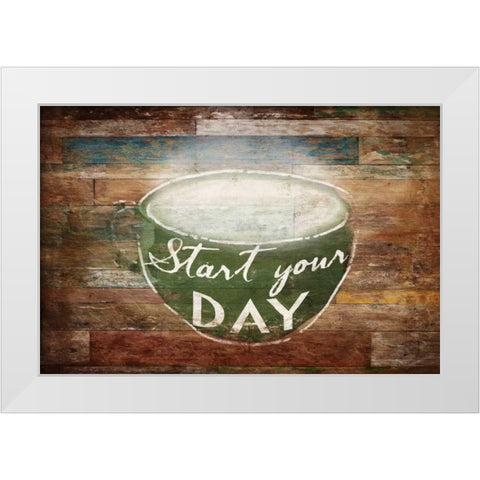 Start Your Day White Modern Wood Framed Art Print by OnRei