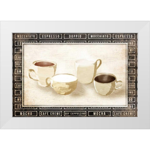 Row Of Coffee Cream White Modern Wood Framed Art Print by OnRei