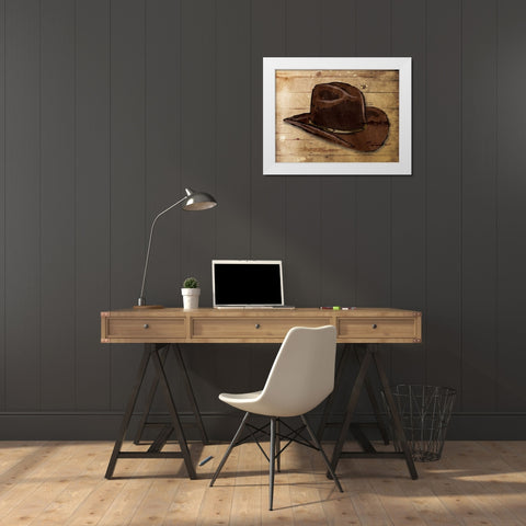 Sketched Hat White Modern Wood Framed Art Print by OnRei