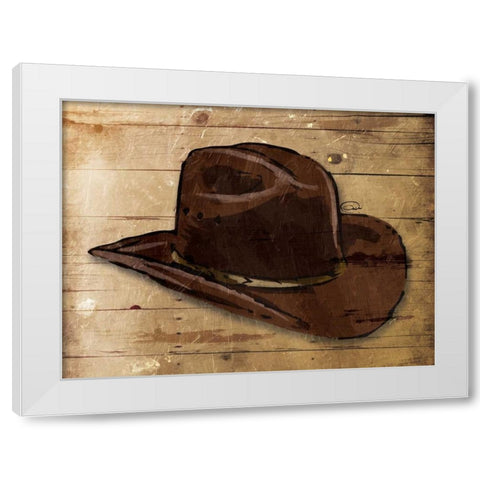 Sketched Hat White Modern Wood Framed Art Print by OnRei