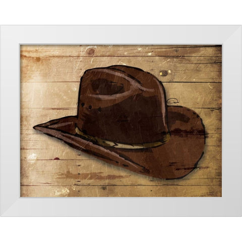 Sketched Hat White Modern Wood Framed Art Print by OnRei