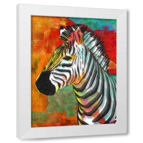 Vibrant Zebra White Modern Wood Framed Art Print by OnRei