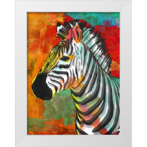 Vibrant Zebra White Modern Wood Framed Art Print by OnRei