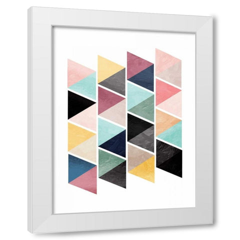 School Of Triangles White Modern Wood Framed Art Print by OnRei