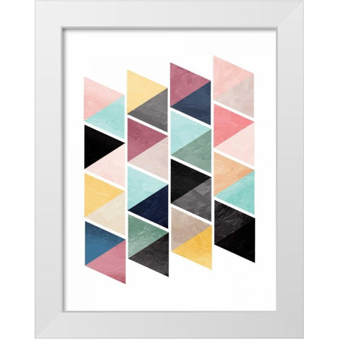 School Of Triangles White Modern Wood Framed Art Print by OnRei