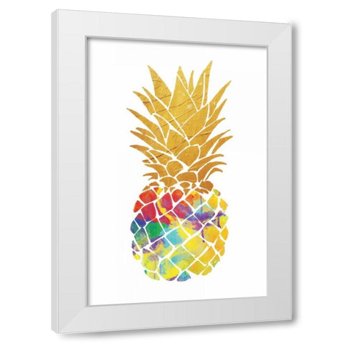 Gold Leaf Pineapple White Modern Wood Framed Art Print by OnRei