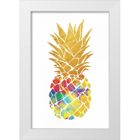 Gold Leaf Pineapple White Modern Wood Framed Art Print by OnRei