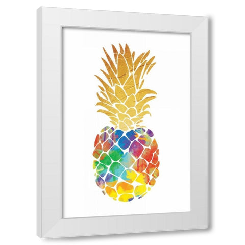 Gold Leaf Pineapple Mate White Modern Wood Framed Art Print by OnRei