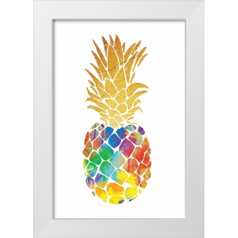 Gold Leaf Pineapple Mate White Modern Wood Framed Art Print by OnRei