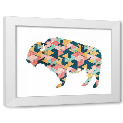 Layered Bull Triangles White Modern Wood Framed Art Print by OnRei