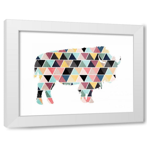 Spaced Bull Triangles White Modern Wood Framed Art Print by OnRei