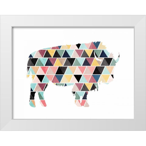 Spaced Bull Triangles White Modern Wood Framed Art Print by OnRei