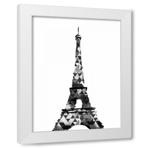 Grey Eiffel Triangles White Modern Wood Framed Art Print by OnRei