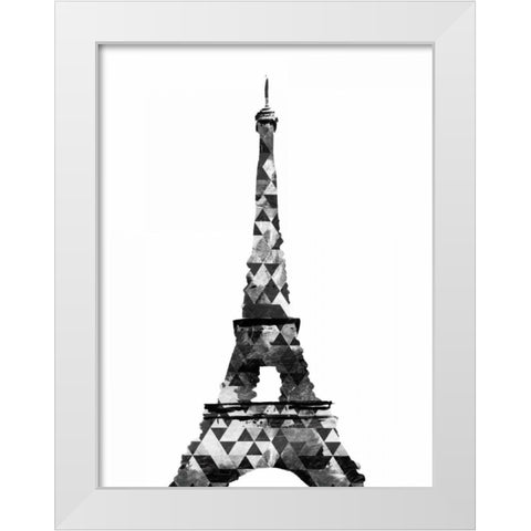 Grey Eiffel Triangles White Modern Wood Framed Art Print by OnRei