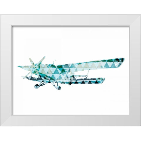 Sky Plane Triangles White Modern Wood Framed Art Print by OnRei