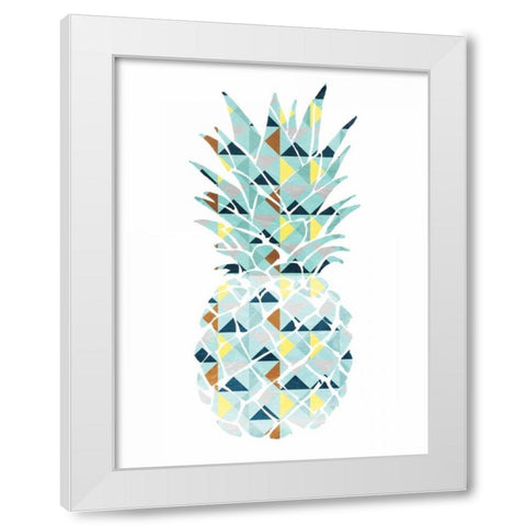 Pineapple Triangles White Modern Wood Framed Art Print by OnRei