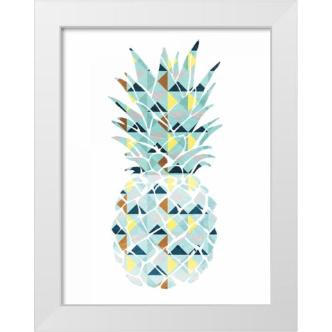 Pineapple Triangles White Modern Wood Framed Art Print by OnRei