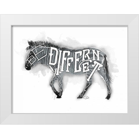 Be Different White Modern Wood Framed Art Print by OnRei