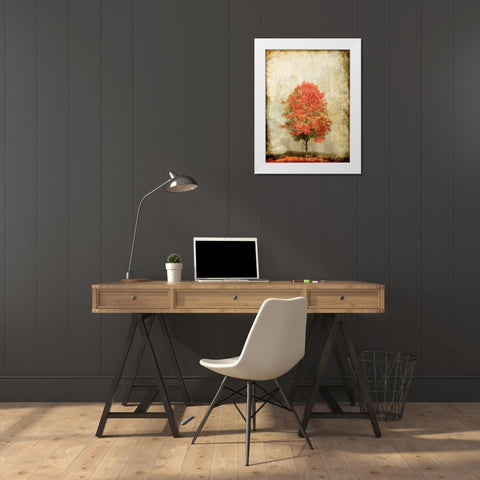 Fire Tree White Modern Wood Framed Art Print by OnRei