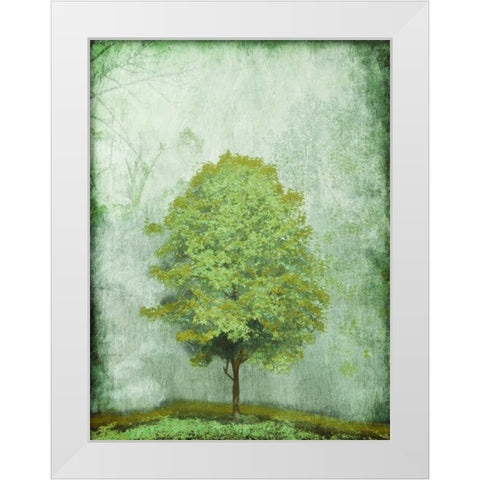 Green Tree White Modern Wood Framed Art Print by OnRei