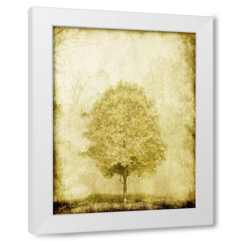 Golden Tree White Modern Wood Framed Art Print by OnRei