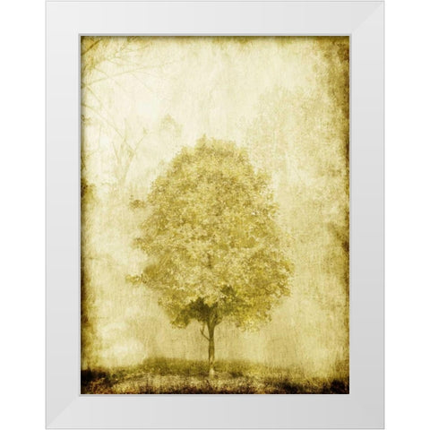 Golden Tree White Modern Wood Framed Art Print by OnRei