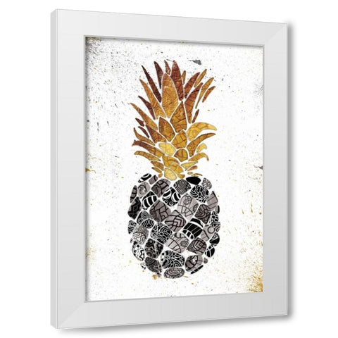 Golden Mandala Pineapple White Modern Wood Framed Art Print by OnRei