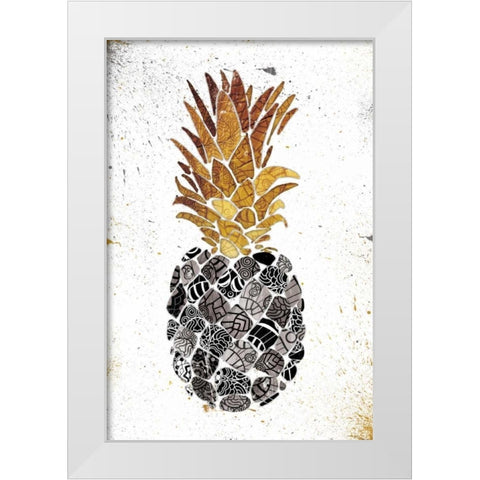 Golden Mandala Pineapple White Modern Wood Framed Art Print by OnRei