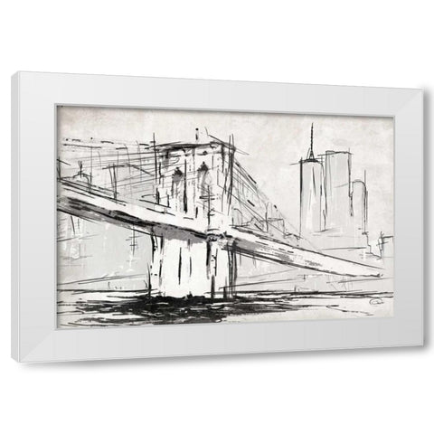 Brooklyn Sketch White Modern Wood Framed Art Print by OnRei