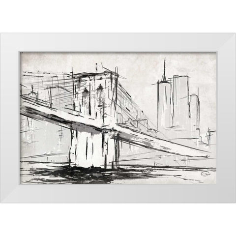 Brooklyn Sketch White Modern Wood Framed Art Print by OnRei