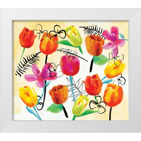 Full Floral Ink White Modern Wood Framed Art Print by OnRei