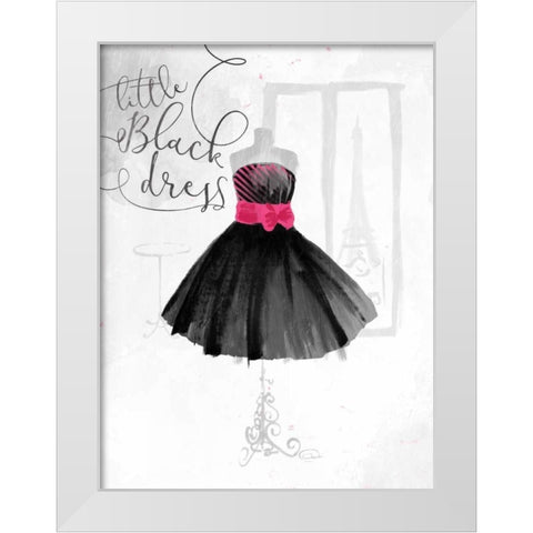 Little Black Dress White Modern Wood Framed Art Print by OnRei