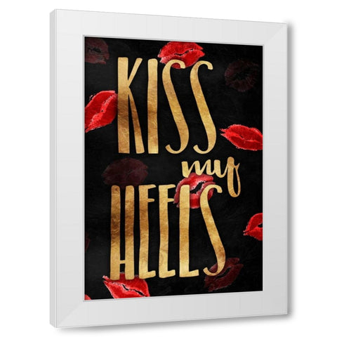 Kiss My Gold Heels White Modern Wood Framed Art Print by OnRei