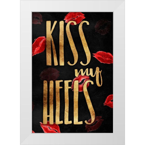 Kiss My Gold Heels White Modern Wood Framed Art Print by OnRei