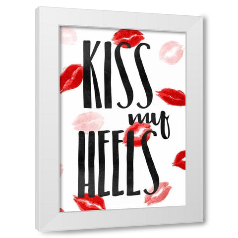 Kiss My Heels White Modern Wood Framed Art Print by OnRei