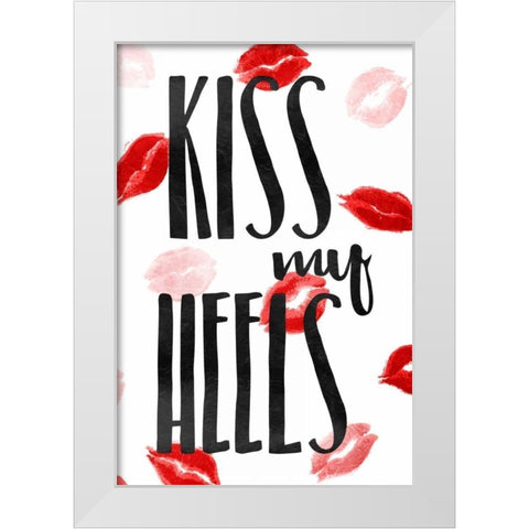 Kiss My Heels White Modern Wood Framed Art Print by OnRei