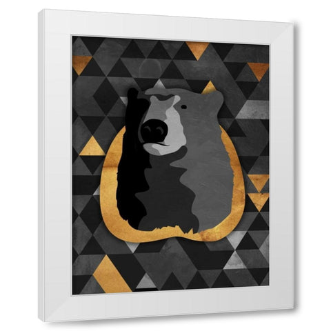 Dark Gold Triangular Bear White Modern Wood Framed Art Print by OnRei