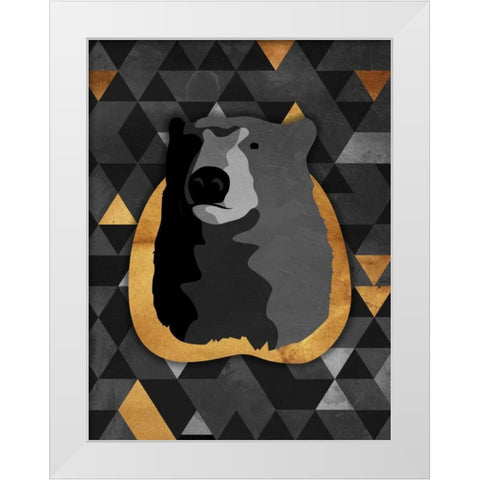 Dark Gold Triangular Bear White Modern Wood Framed Art Print by OnRei