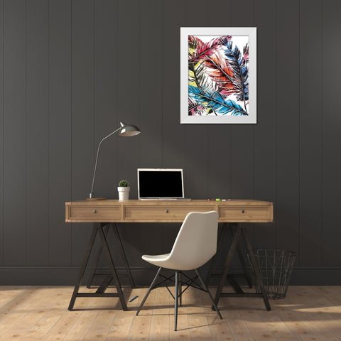 Feather Mix White Modern Wood Framed Art Print by OnRei