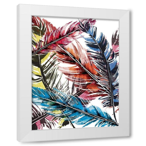 Feather Mix White Modern Wood Framed Art Print by OnRei