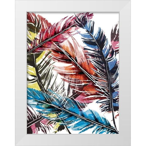 Feather Mix White Modern Wood Framed Art Print by OnRei