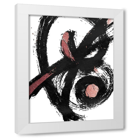 Jaidens Swirl Rose White Modern Wood Framed Art Print by OnRei